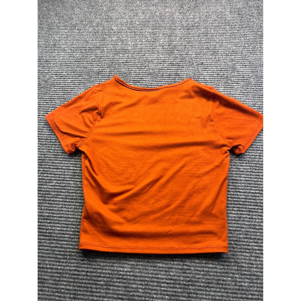 Live In The Moment Womens XS Burnt Orange Rust Short Sleeve Crop Top Baby Tee - Picture 6 of 6